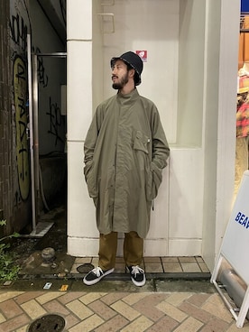 「WILD THINGS（ワイルドシングス）のアイテム（帽子）」を使った、牛木さん（メンズ・165cm）の秋コーディネート