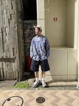 「MANASTASH（マナスタッシュ）のアイテム（トップス）」を使った、牛木さん（メンズ・165cm）の春コーディネート