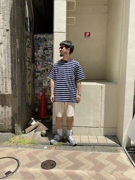 「MANASTASH（マナスタッシュ）のアイテム（パンツ）」を使った、牛木さん（メンズ・165cm）の夏コーディネート