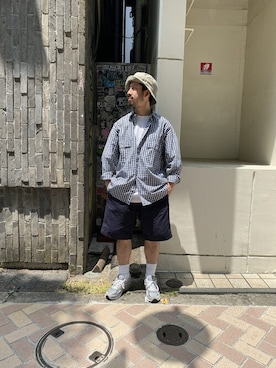「MANASTASH（マナスタッシュ）のアイテム（レッグウェア）」を使った、牛木さん（メンズ・165cm）の夏コーディネート