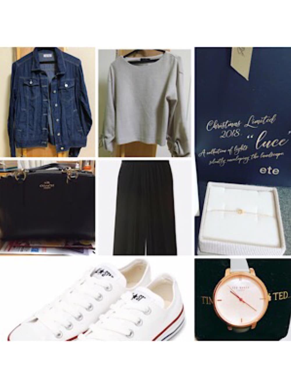 「ユニクロ、コンバース、one way、bye bye、ete、ted baker、コーチ(COACH)、白、黒、おしゃれさんと繋がりたい」｜「bye byeのアイテム（デニムジャケット、ブルー系）」を使った、涼菜さん（レディース・153cm）の冬コーディネートの1枚目の写真