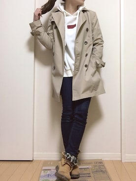 「アイテム（トレンチコート）」を使った、涼菜さん（レディース・153cm・20代）の冬コーディネート