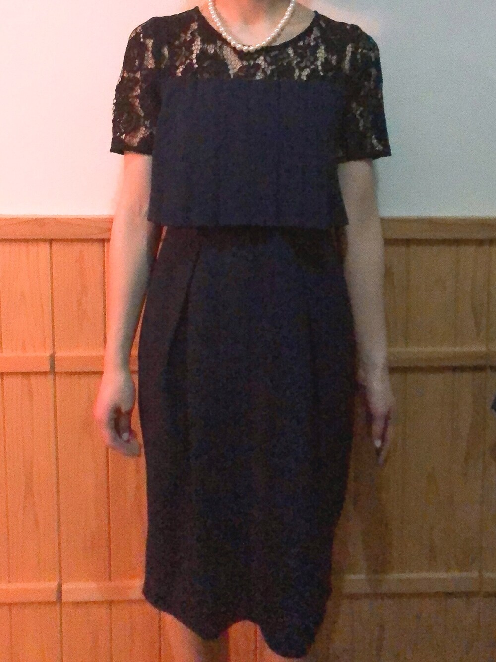 「結婚式、ワンピース、紺」｜「no brandのアイテム（ドレス、ブルー系）」を使った、涼菜さん（レディース・153cm）の春コーディネートの1枚目の写真