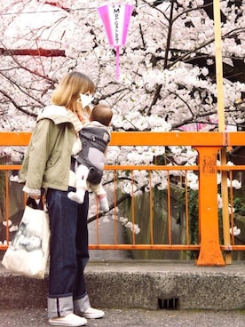 「パパのお下がり」｜Rieさん（レディース・157cm）の春コーディネート
