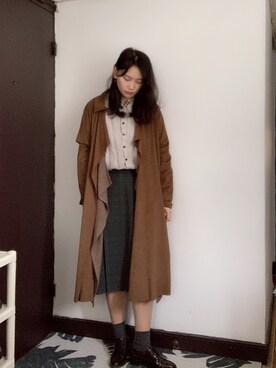 「MANGO（マンゴ）のアイテム（トレンチコート）」を使った、吃豆人召唤师さん（レディース・165cm）の春コーディネート