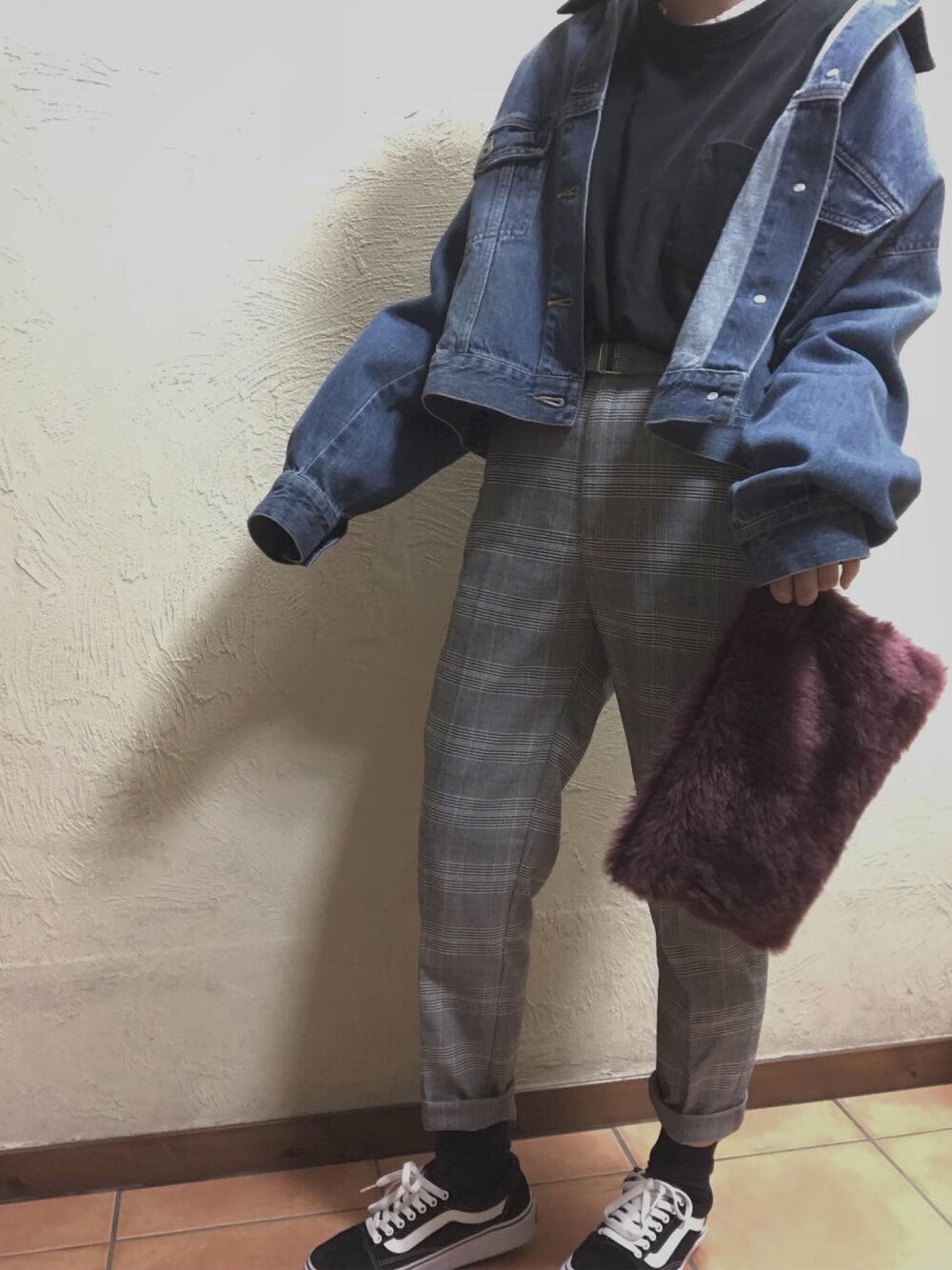 「カジュアルコーデ、シンプルコーデ、おしゃれさんと繋がりたい、秋のコーデ、fashion、GUコーデ、プチプラ、デート、大人カジュアル、レトロ」｜「GUのアイテム（デニムジャケット、ブルー系）」を使った、マグロのお寿司さん（レディース・156cm）の秋コーディネートの1枚目の写真
