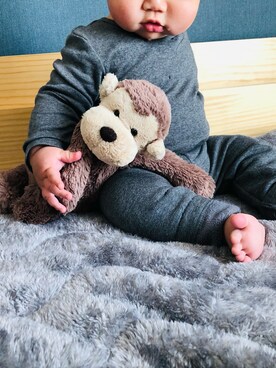 「アイテム（その他ベビー用品、グレー系）」を使った、asamiさん（キッズ・80cm）の冬コーディネート