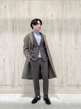 「green label relaxing（グリーンレーベルリラクシング）のアイテム（チェスターコート）」を使った、nagase_sさん（メンズ・167cm）の秋コーディネート