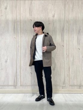 「green label relaxing（グリーンレーベルリラクシング）のアイテム（ステンカラーコート）」を使った、nagase_sさん（メンズ・167cm）の秋コーディネート