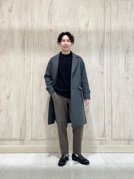 「green label relaxing（グリーンレーベルリラクシング）のアイテム（チェスターコート）」を使った、nagase_sさん（メンズ・167cm）の冬コーディネート