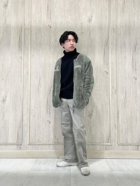 「green label relaxing（グリーンレーベルリラクシング）のアイテム（ノーカラージャケット）」を使った、nagase_sさん（メンズ・167cm）の冬コーディネート