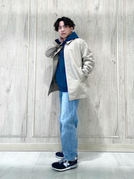 「green label relaxing（グリーンレーベルリラクシング）のアイテム（ステンカラーコート）」を使った、nagase_sさん（メンズ・167cm）の冬コーディネート