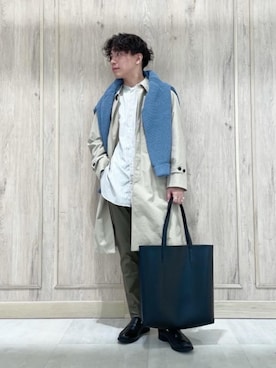 「green label relaxing（グリーンレーベルリラクシング）のアイテム（ステンカラーコート）」を使った、nagase_sさん（メンズ・167cm）の冬コーディネート