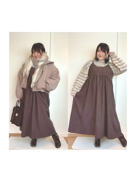 「apres jour（アプレジュール）のアイテム（マウンテンパーカー）」を使った、小早川くる美さん（レディース・158cm）の冬コーディネート