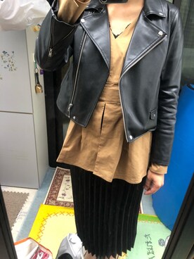 「PAGEBOY（ページボーイ）のアイテム（ライダースジャケット）」を使った、ふさん（レディース・170cm）の春コーディネート