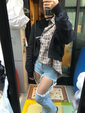 「INGNI（イング）のアイテム（MA-1）」を使った、ふさん（レディース・170cm）の秋コーディネート