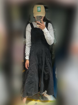 「adidas（アディダス）のノット イージー ビーイング グリーン ダッドキャップ / アディダスオリジナルス（キャップ、ベージュ系）」を使った、ふさん（レディース・170cm）の春コーディネート