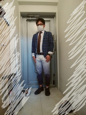 「BASECONTROL（ベースコントロール）のアイテム（テーラードジャケット）」を使った、UKSTARさん（メンズ・156cm）の春コーディネート