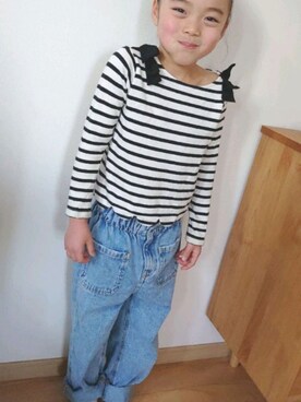 「ZARA KIDSのアイテム（デニムパンツ、ブルー系）」を使った、asahinco*さん（キッズ）の冬コーディネート