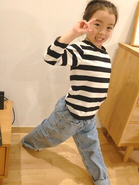 「ZARA KIDSのアイテム（デニムパンツ、ブルー系）」を使った、asahinco*さん（キッズ）の冬コーディネート