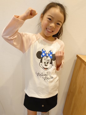 「GLOBAL WORK（グローバルワーク）のアイテム（Tシャツ/カットソー、ホワイト系）」を使った、asahinco*さん（キッズ）の冬コーディネート