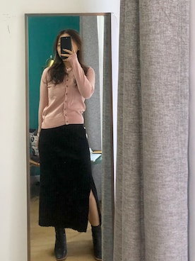 「H&M（エイチ・アンド・エム）のアイテム（ポロシャツ）」を使った、ミキさん（レディース・158cm）の冬コーディネート