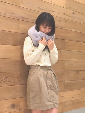「earth music&ecology（アースミュージックアンドエコロジー）のアイテム（ストール/ショール）」を使った、MIKA◎さん（レディース・152cm）の秋コーディネート