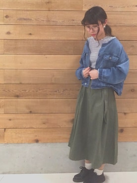 「earth music&ecology（アースミュージックアンドエコロジー）のアイテム（スカート）」を使った、MIKA◎さん（レディース・152cm）の春コーディネート