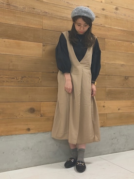 「earth music&ecology（アースミュージックアンドエコロジー）のORiental TRaffic ビットローファー（ローファー）」を使った、MIKA◎さん（レディース・152cm）の秋コーディネート