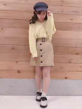 「アイテム（ドレスシューズ、ベージュ系）」を使った、MIKA◎さん（レディース・152cm）の冬コーディネート