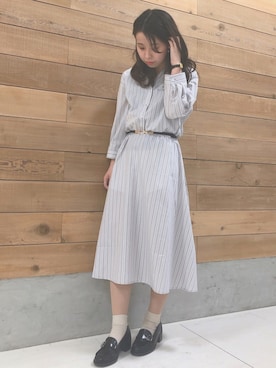 「earth music&ecology（アースミュージックアンドエコロジー）のアイテム（ベルト）」を使った、MIKA◎さん（レディース・152cm）の春コーディネート