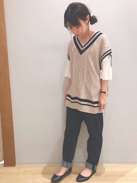 「無地Tシャツ」｜MIKA◎さん（レディース・152cm）の夏コーディネート