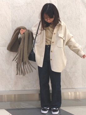 「earth music&ecology（アースミュージックアンドエコロジー）のアイテム（その他アウター）」を使った、MIKA◎さん（レディース・152cm）の冬コーディネート