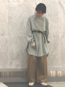 「earth music&ecology（アースミュージックアンドエコロジー）のアイテム（ベルト）」を使った、MIKA◎さん（レディース・152cm）の春コーディネート