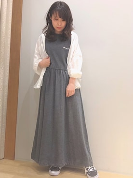 「Champion（チャンピオン）のアイテム（ワンピース）」を使った、MIKA◎さん（レディース・152cm）の春コーディネート