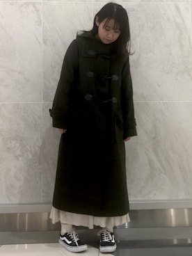 「アイテム（ダッフルコート、グリーン系）」を使った、MIKA◎さん（レディース・152cm）の冬コーディネート