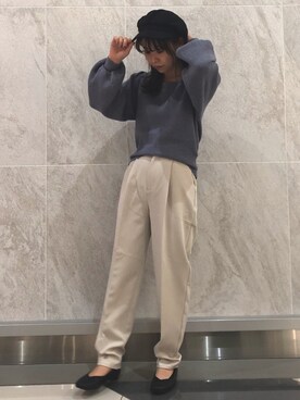 「earth music&ecology（アースミュージックアンドエコロジー）のアイテム（キャスケット、ブラック系）」を使った、MIKA◎さん（レディース・152cm）の秋コーディネート