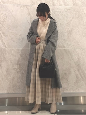 「earth music&ecology（アースミュージックアンドエコロジー）のORiental TRaffic スクエアトウブーツ ＊（ブーツ）」を使った、MIKA◎さん（レディース・152cm）の冬コーディネート