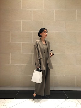 「TAIPEI」｜「アイテム（ノーカラージャケット）」を使った、安さん（レディース・162cm）の秋コーディネート