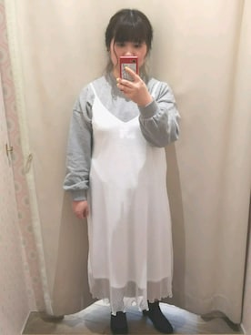 「earth music&ecology（アースミュージックアンドエコロジー）のアイテム（スウェット）」を使った、きみぃさん（レディース・158cm）の冬コーディネート