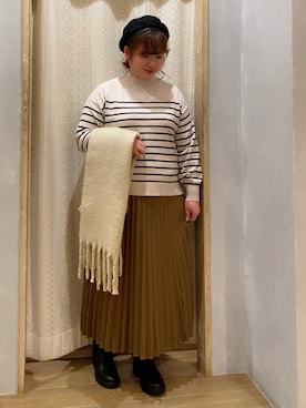 「earth music&ecology（アースミュージックアンドエコロジー）のリバーシブベレー帽 ＊（ハンチング/ベレー帽）」を使った、きみぃさん（レディース・158cm）の冬コーディネート