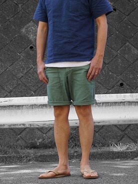 「GUNG HO（ガンホー）のアイテム（パンツ、グリーン系）」を使った、kenzzziさん（メンズ・178cm）の春コーディネート