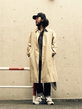 「リーバイス」｜「アイテム（ステンカラーコート）」を使った、crementyさん（メンズ・172cm）の秋コーディネート