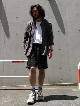 「チャイナシャツ」｜「アイテム（その他アウター）」を使った、crementyさん（メンズ・172cm）の夏コーディネート