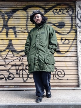 「スウエット」｜「アイテム（サロペット/オーバーオール）」を使った、crementyさん（メンズ・172cm）の冬コーディネート