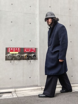 「bukht」｜「アイテム（チェスターコート）」を使った、crementyさん（メンズ・172cm）の冬コーディネート