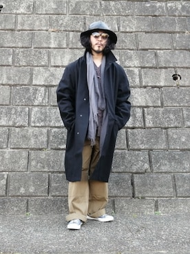 「nanamica（ナナミカ）のアイテム（ステンカラーコート）」を使った、crementyさん（メンズ・172cm）の春コーディネート