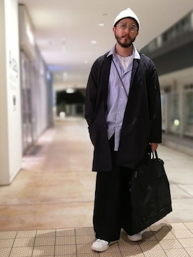 「ビッグシャツ」｜「アイテム（ニットキャップ/ビーニー）」を使った、crementyさん（メンズ・172cm）の夏コーディネート