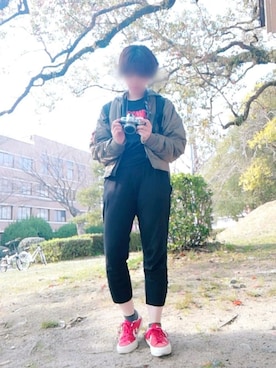 「niko and...（ニコアンド）のアイテム（MA-1）」を使った、moeka,さん（レディース・160cm）の春コーディネート