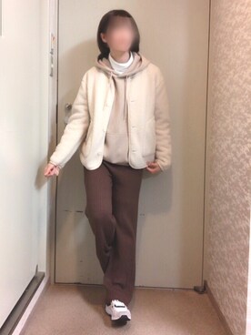 「スウェットパーカー」｜「アイテム（その他アウター）」を使った、moeka,さん（レディース・160cm）の冬コーディネート